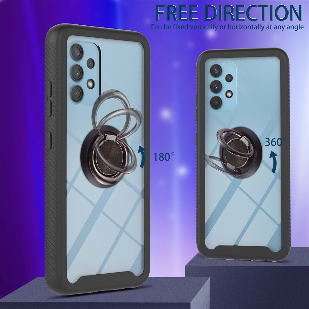 TPU + PC Full Coverage Hybrid Phone Cover Case with Kickstand for Samsung Galaxy A32 4G (EU Version) - Black-4