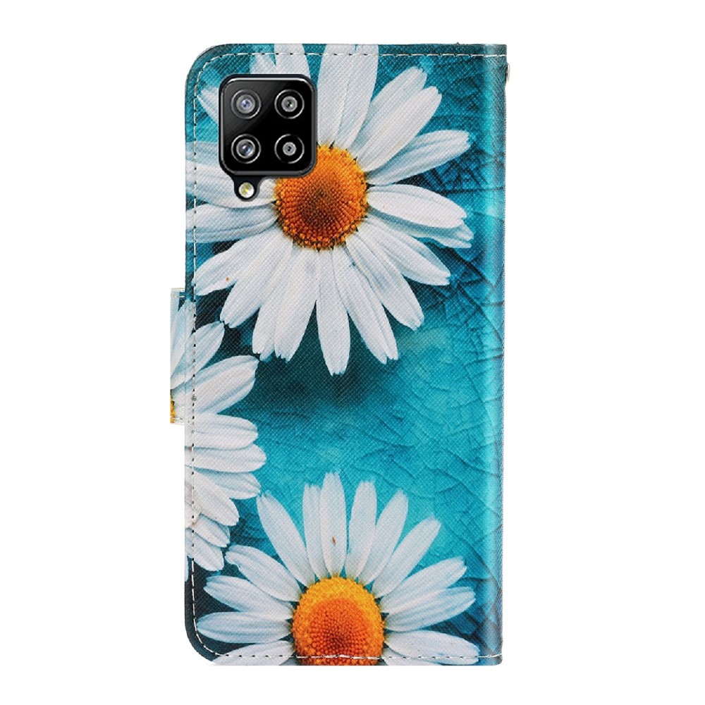 Pattern Printing Design Premium PU Leather Magnetic Clasp Flip Folio Protective Wallet Stand Cover for Samsung Galaxy A22 4G (EU Version) - Chrysanthemum-5