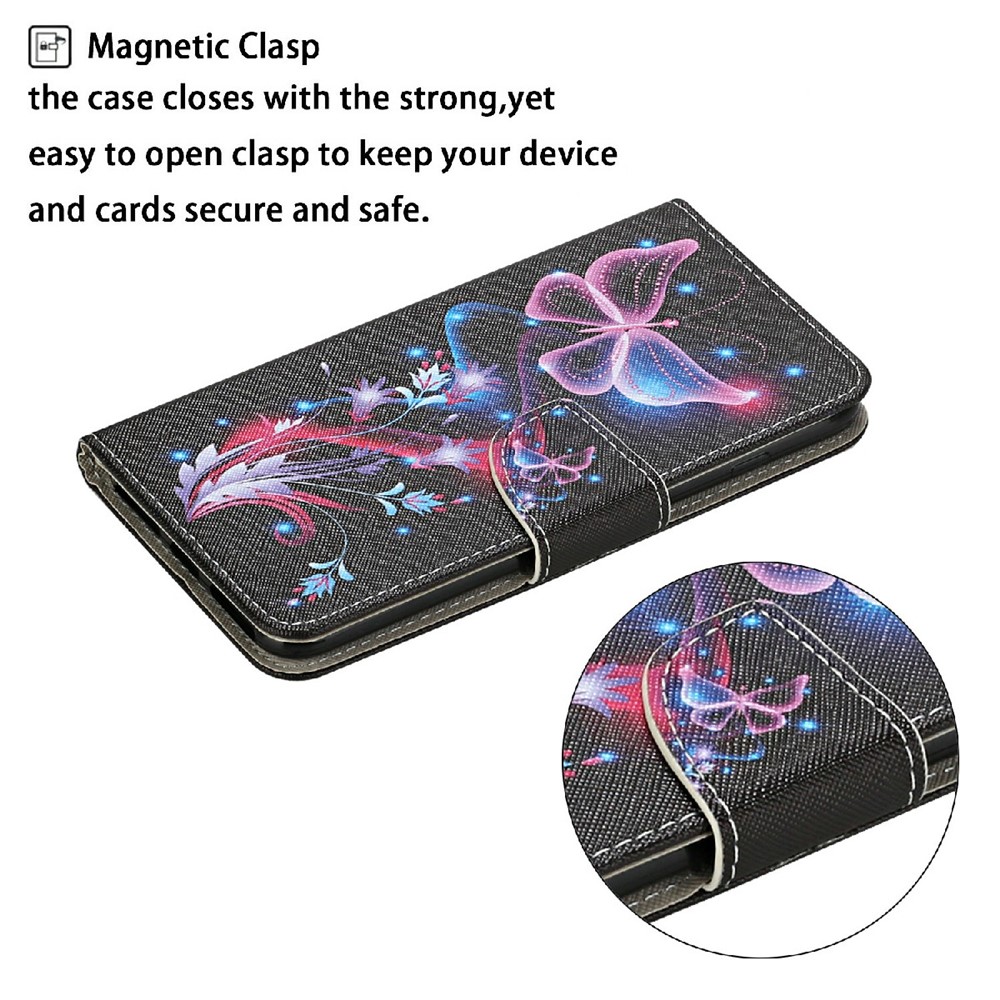 Fancy Printing Pattern Wallet Case with Card/Cash Slots Premium PU Leather Case Cover for Samsung Galaxy A22 4G (EU Version) - Luminous Butterfly-2