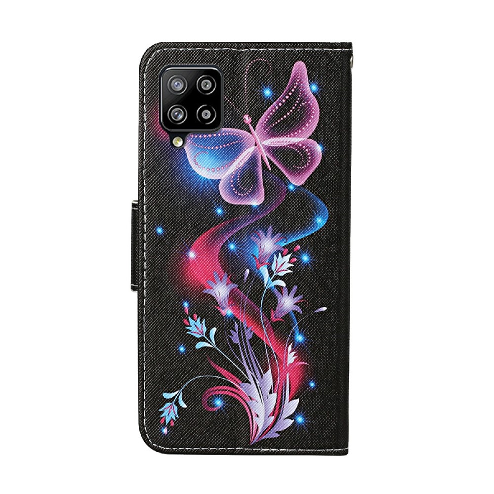 Fancy Printing Pattern Wallet Case with Card/Cash Slots Premium PU Leather Case Cover for Samsung Galaxy A22 4G (EU Version) - Luminous Butterfly-5
