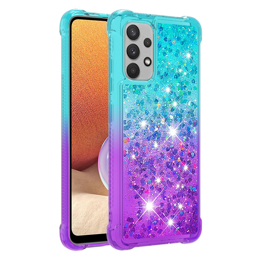 Glitter Moving Quicksand Shockproof Unique Gradient Color Phone Case for Samsung Galaxy A32 4G (EU Version) - Baby Blue/Purple-2