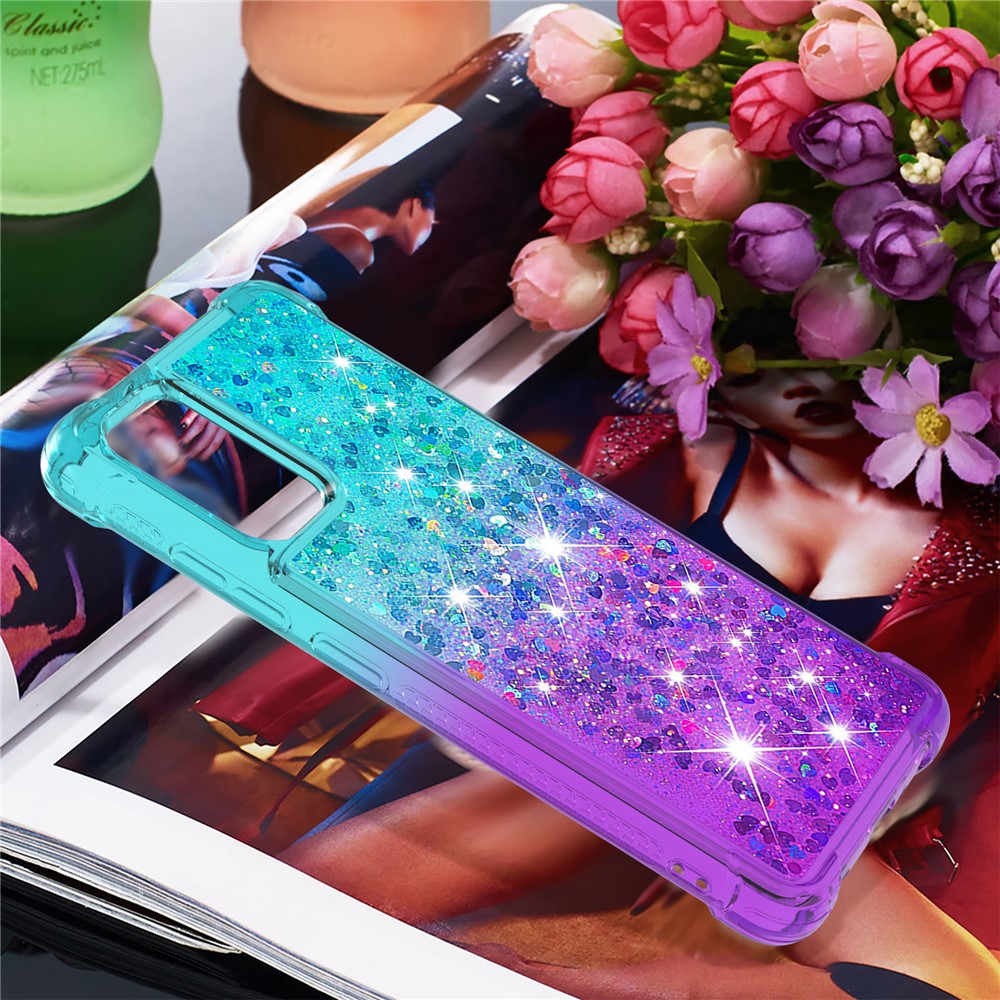 Glitter Moving Quicksand Shockproof Unique Gradient Color Phone Case for Samsung Galaxy A32 4G (EU Version) - Baby Blue/Purple-7