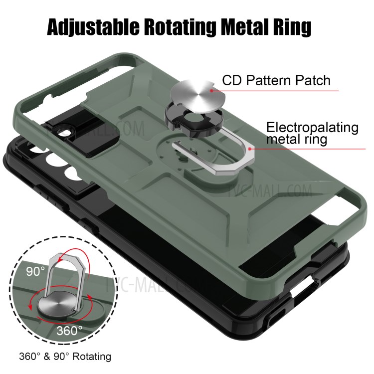 Detachable 2-in-1 Full Protection Hybrid Phone Case Cover with Ring Kickstand for Samsung Galaxy S21 FE - Purple-5