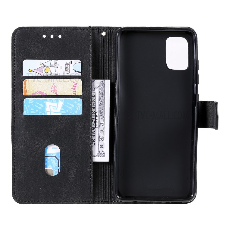 Skin-touch Feeling Leather Wallet Stand Case Tri-color Splicing Phone Cover for Samsung Galaxy A51 5G SM-A516 - Black-5