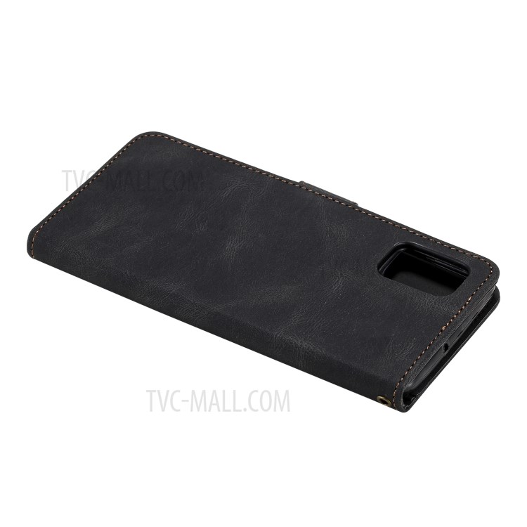 Skin-touch Feeling Leather Wallet Stand Case Tri-color Splicing Phone Cover for Samsung Galaxy A51 5G SM-A516 - Black-8