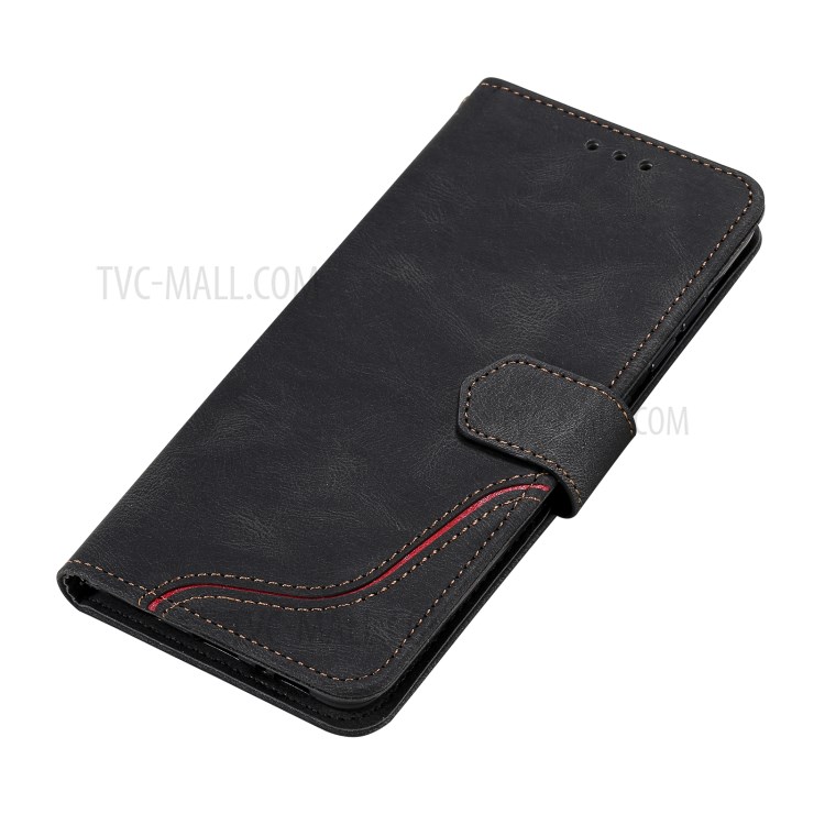 Skin-touch Feeling Leather Wallet Stand Case Tri-color Splicing Phone Cover for Samsung Galaxy A51 5G SM-A516 - Black-9