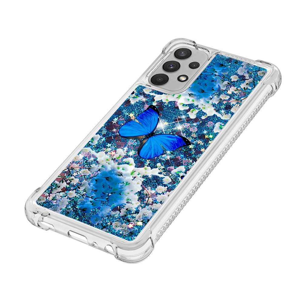 Heavy Duty Quicksand Glitter Sequins Shockproof TPU Phone Case for Samsung Galaxy A32 4G (EU Version) - Blue Butterfly-4