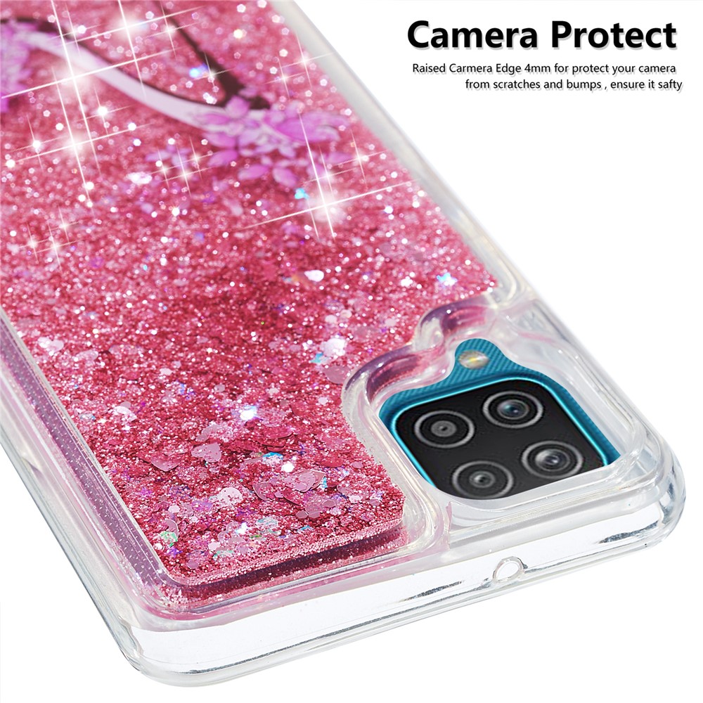 Full Edge Protection Shockproof Quicksand Glitter TPU Cell Phone Case for Samsung Galaxy A12 - High-heeled Shoes-3