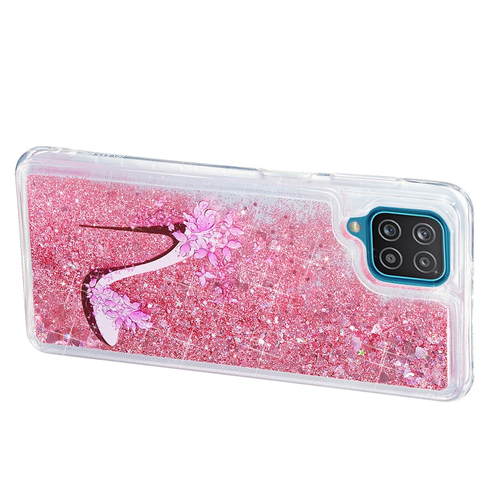 Full Edge Protection Shockproof Quicksand Glitter TPU Cell Phone Case for Samsung Galaxy A12 - High-heeled Shoes-6