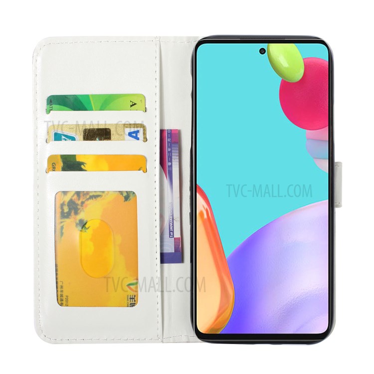 Flip Slim Premium PU Leather 3D Pattern Printing Design Shockproof Protective Cover for Samsung Galaxy A72 5G / 4G - Blue/Gold Butterfly-5