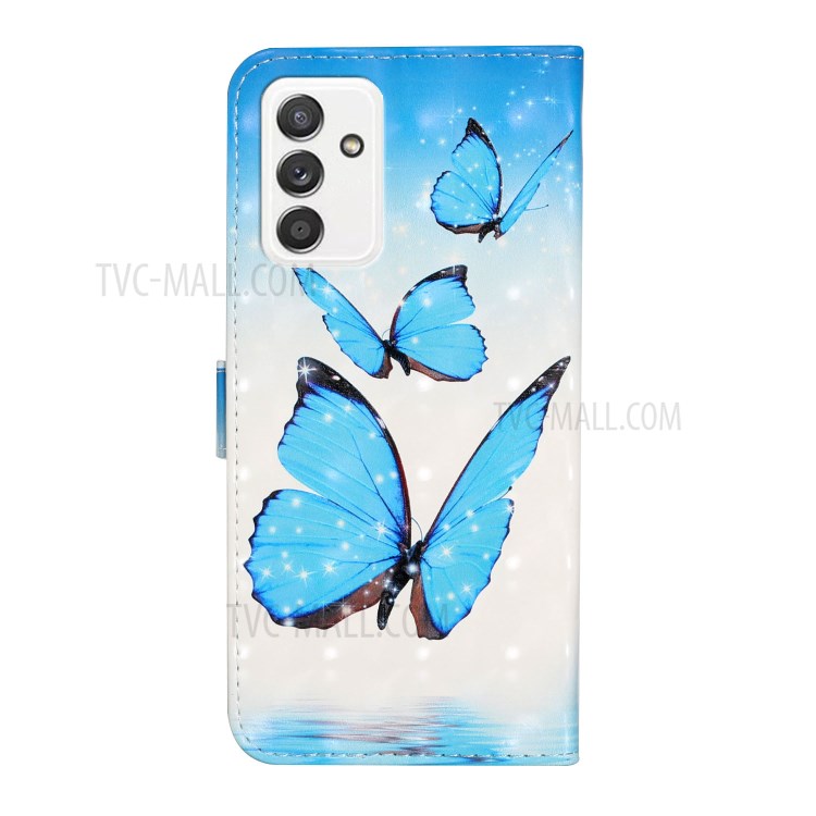 Full-Body Protective 3D Pattern Printing Flip PU Leather Wallet Case for Samsung Galaxy A82 5G - Blue Butterfly-3