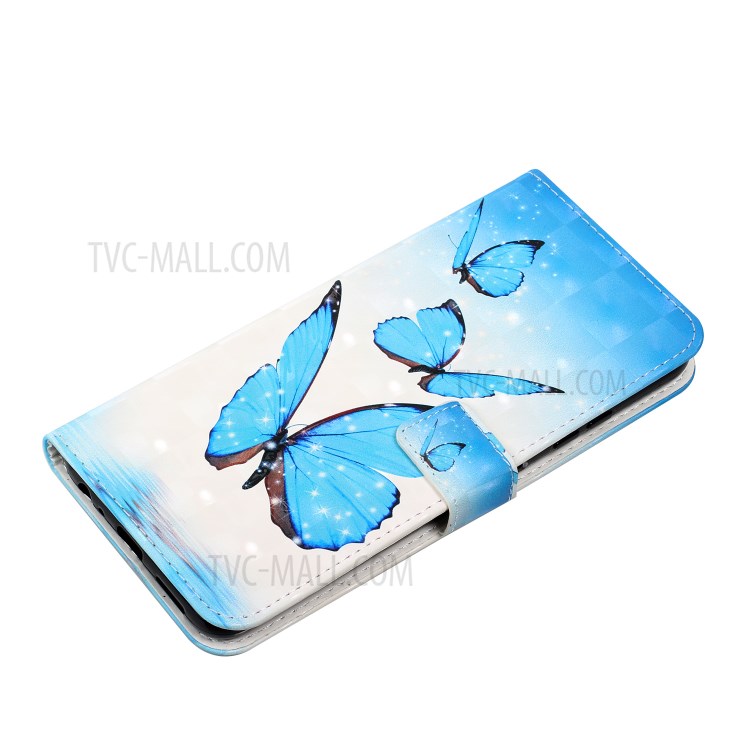 Full-Body Protective 3D Pattern Printing Flip PU Leather Wallet Case for Samsung Galaxy A82 5G - Blue Butterfly-6