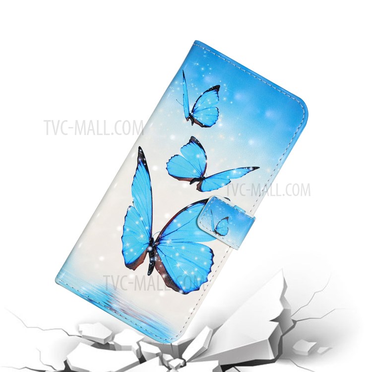 Full-Body Protective 3D Pattern Printing Flip PU Leather Wallet Case for Samsung Galaxy A82 5G - Blue Butterfly-7