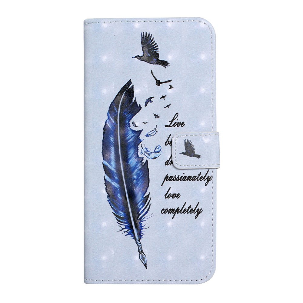 Ultra Wallet 3D Pattern Printing Style Premium PU Leather Flip Magnetic Closure Cover Case for Samsung Galaxy S21 FE - Blue Goose Feather-2