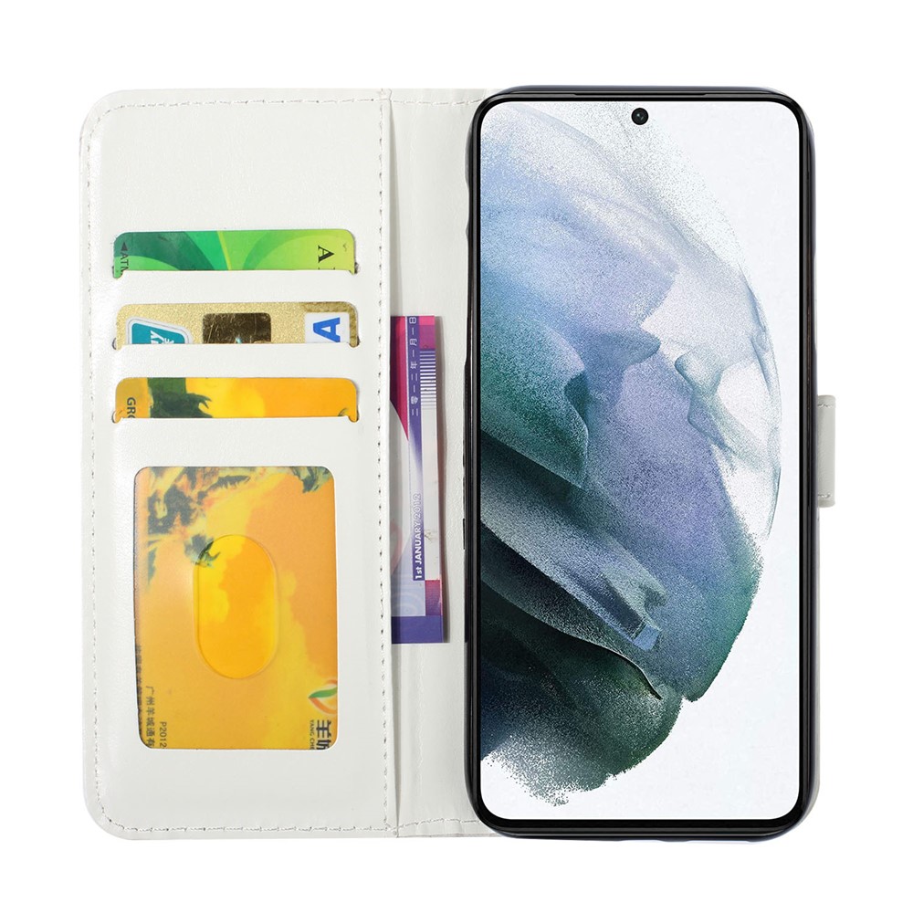 Ultra Wallet 3D Pattern Printing Style Premium PU Leather Flip Magnetic Closure Cover Case for Samsung Galaxy S21 FE - Blue Goose Feather-5