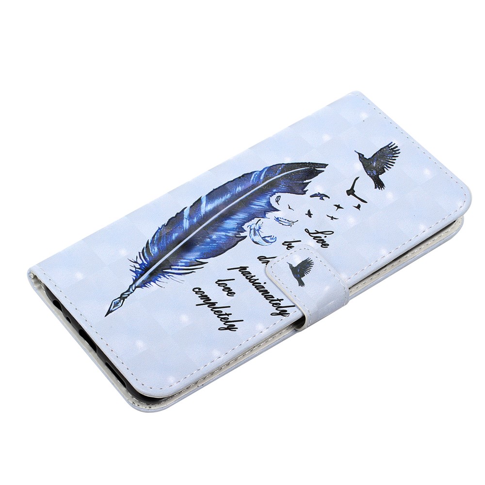 Ultra Wallet 3D Pattern Printing Style Premium PU Leather Flip Magnetic Closure Cover Case for Samsung Galaxy S21 FE - Blue Goose Feather-6