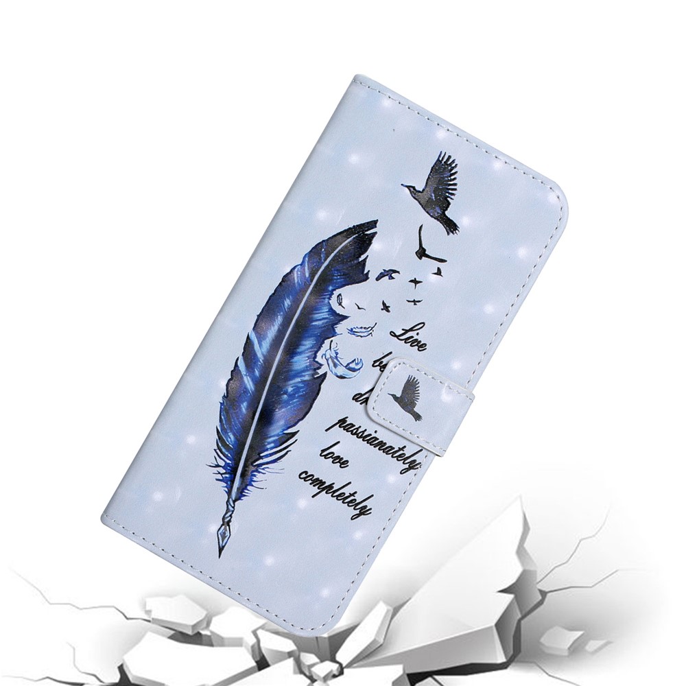 Ultra Wallet 3D Pattern Printing Style Premium PU Leather Flip Magnetic Closure Cover Case for Samsung Galaxy S21 FE - Blue Goose Feather-7