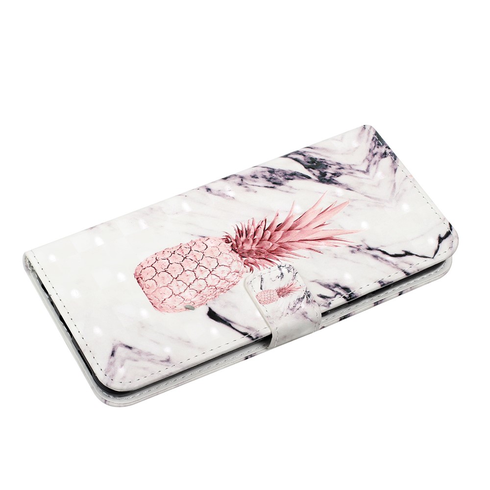 Full Body Shockproof 3D Pattern Printing PU Leather Folding Magnetic Stand Cover for Samsung Galaxy S21 5G - Pineapple Marble-6