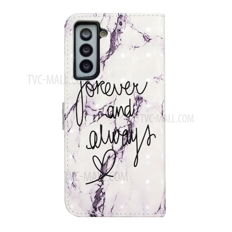 Wallet Phone Case 3D Printing Soft PU Leather Protective Shockproof Anti-Scratch Cover for Samsung Galaxy S21+ 5G - Forever and Always-3