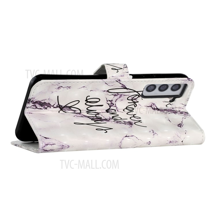 Wallet Phone Case 3D Printing Soft PU Leather Protective Shockproof Anti-Scratch Cover for Samsung Galaxy S21+ 5G - Forever and Always-4