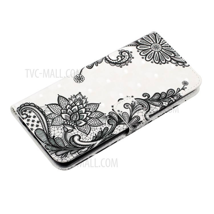 Full-Body Cover 3D Pattern Printing Design Wallet Folio Flip Premium PU Leather Case for Samsung Galaxy A02 / M02 - Diagonal Flower-6