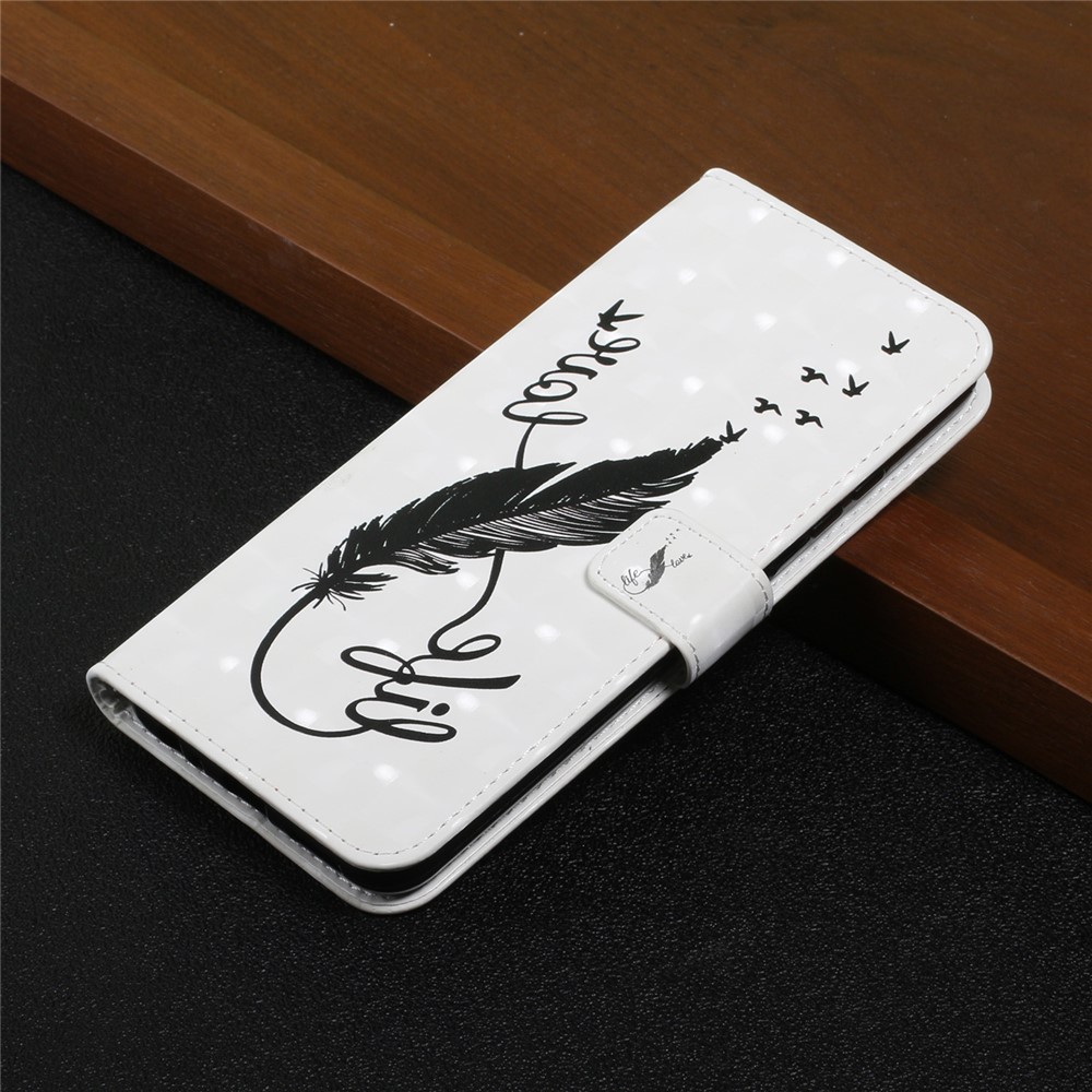 3D Cute Pattern Printing Wallet PU Leather Wallet Case Flip Folio Stand View for Samsung Galaxy A02s (164.2x75.9x9.1mm) / M02s - Feather-8