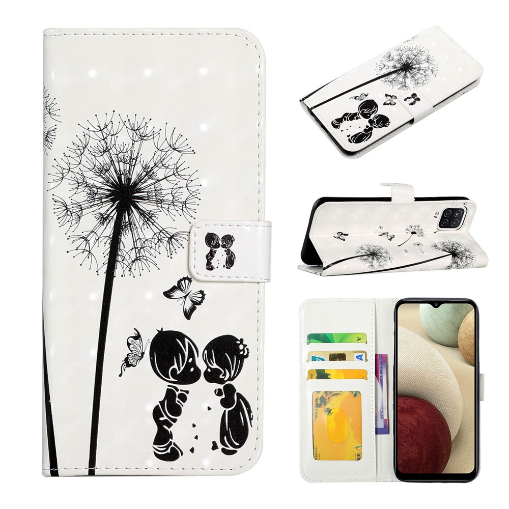 3D Fashion Creative 3D Pattern Printing Cover PU Leather Shockproof Flip Wallet Phone Case for Samsung Galaxy A22 4G (EU Version) - Children and Dandelions-9