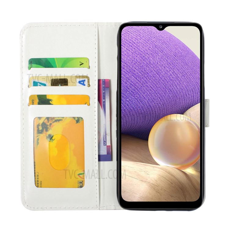 3D Pattern Printing Full Stylish PU Leather Shockproof Flip Wallet Case for Samsung Galaxy A32 4G (EU Version) - Pink Goose Feather-5