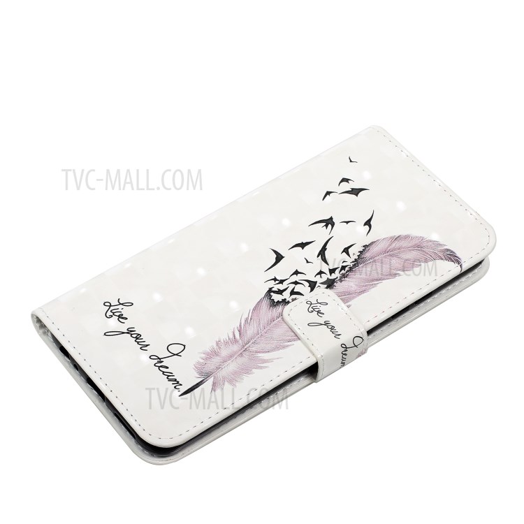 3D Pattern Printing Full Stylish PU Leather Shockproof Flip Wallet Case for Samsung Galaxy A32 4G (EU Version) - Pink Goose Feather-6