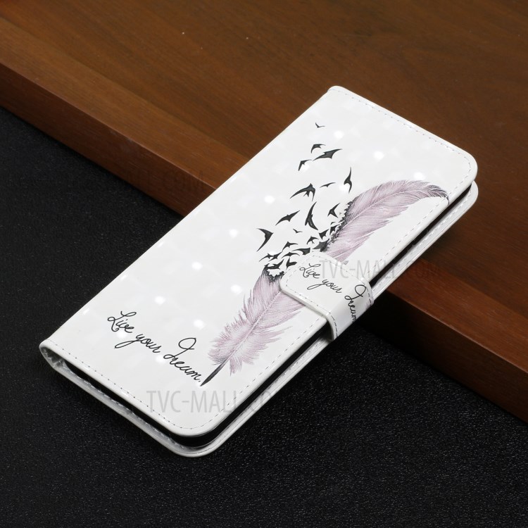3D Pattern Printing Full Stylish PU Leather Shockproof Flip Wallet Case for Samsung Galaxy A32 4G (EU Version) - Pink Goose Feather-8
