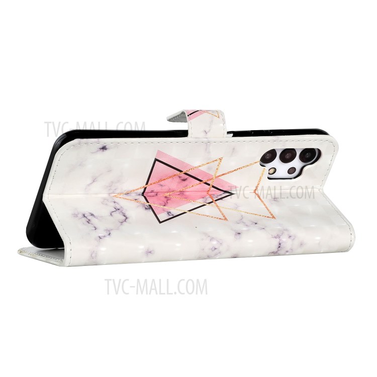 3D Pattern Printing Design Full-Body Protective PU Leather Cover Case for Samsung Galaxy A32 5G - Inverted Triangle-4