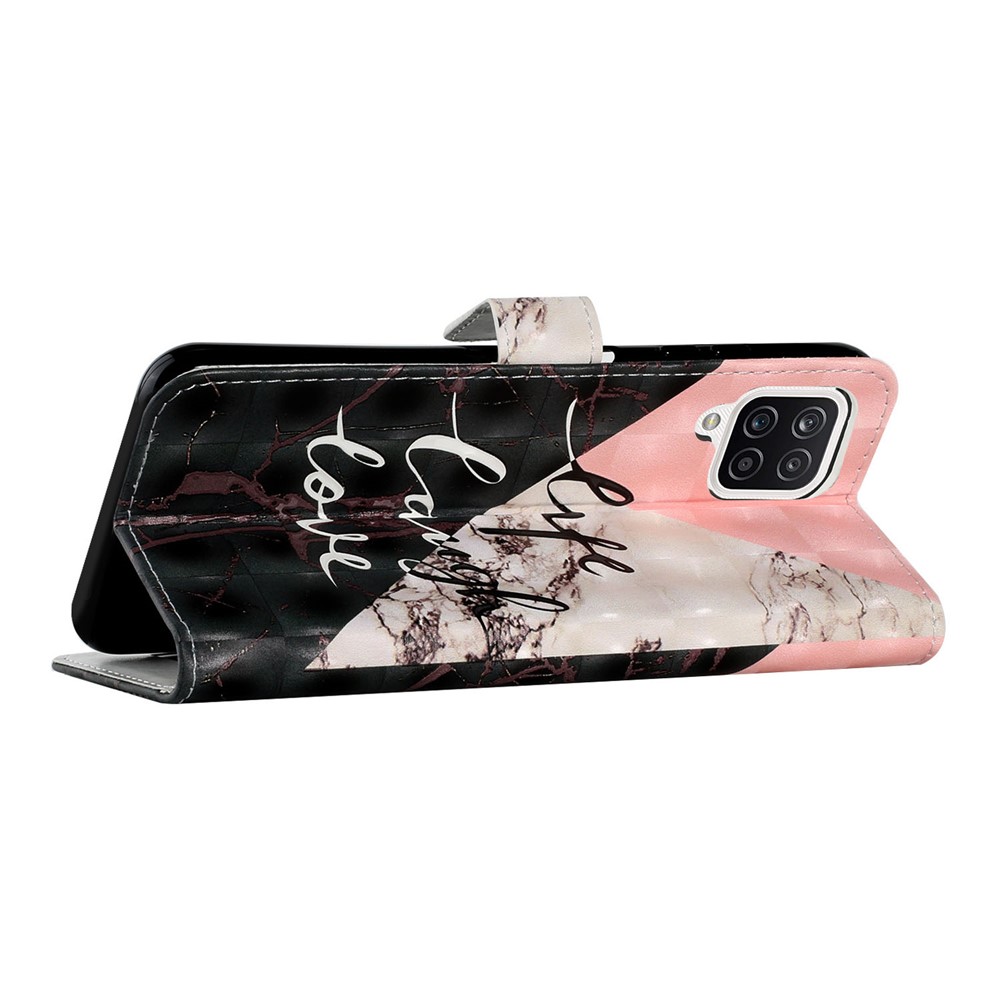 3D Pattern Printing PU Leather Flip Wallet Case Stand Magnetic Closure Protective Cover for Samsung Galaxy A12 5G - Tri-color-4