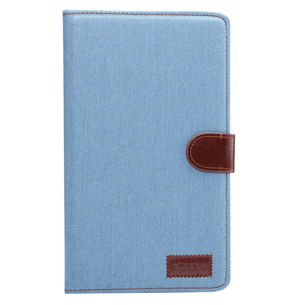 Durable Softable Jeans Cloth Skin Flip Leather Tablet Case Soft PU Back Cover for Samsung Galaxy Tab A7 Lite 8.7-inch SM-T220 (Wi-Fi) - Baby Blue-2