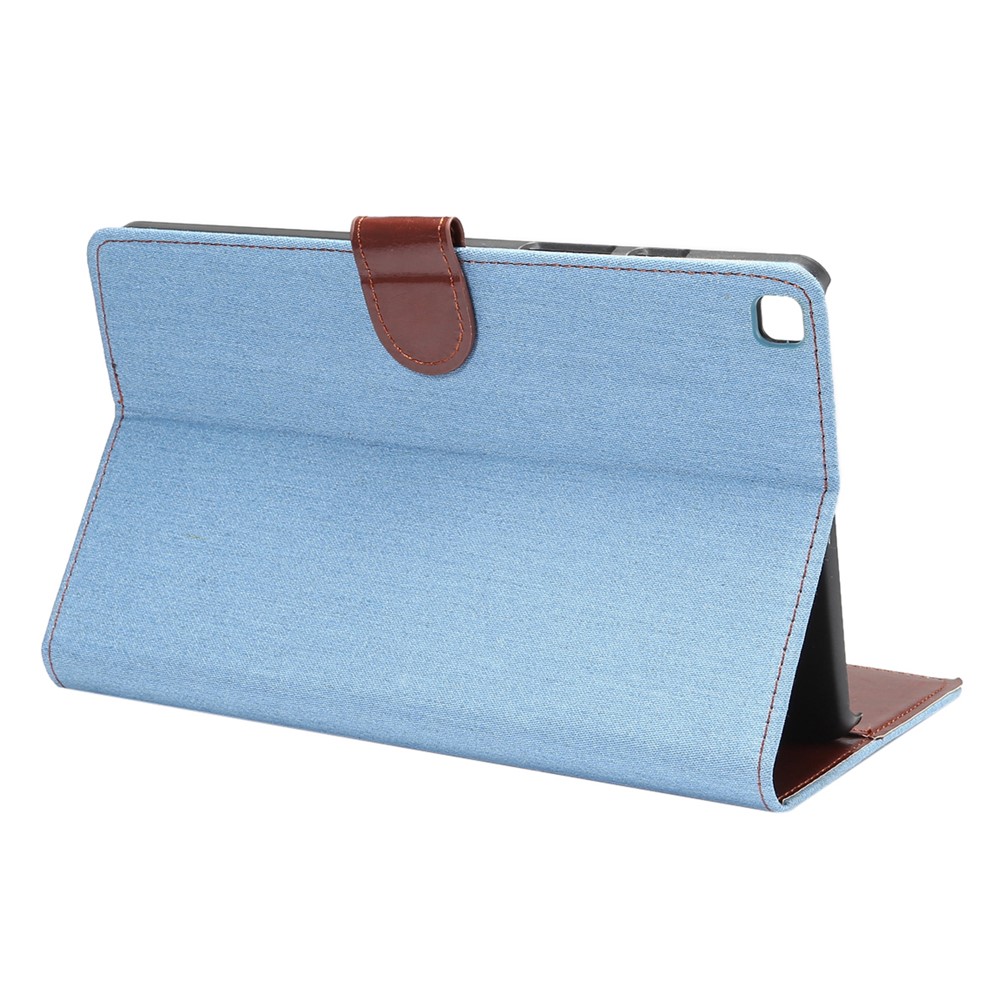 Durable Softable Jeans Cloth Skin Flip Leather Tablet Case Soft PU Back Cover for Samsung Galaxy Tab A7 Lite 8.7-inch SM-T220 (Wi-Fi) - Baby Blue-5