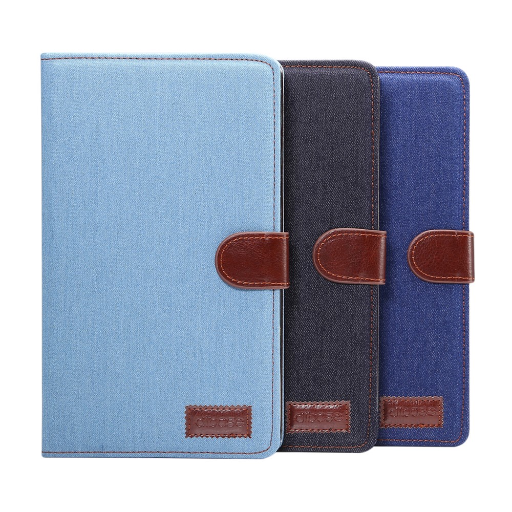 Durable Softable Jeans Cloth Skin Flip Leather Tablet Case Soft PU Back Cover for Samsung Galaxy Tab A7 Lite 8.7-inch SM-T220 (Wi-Fi) - Baby Blue-9