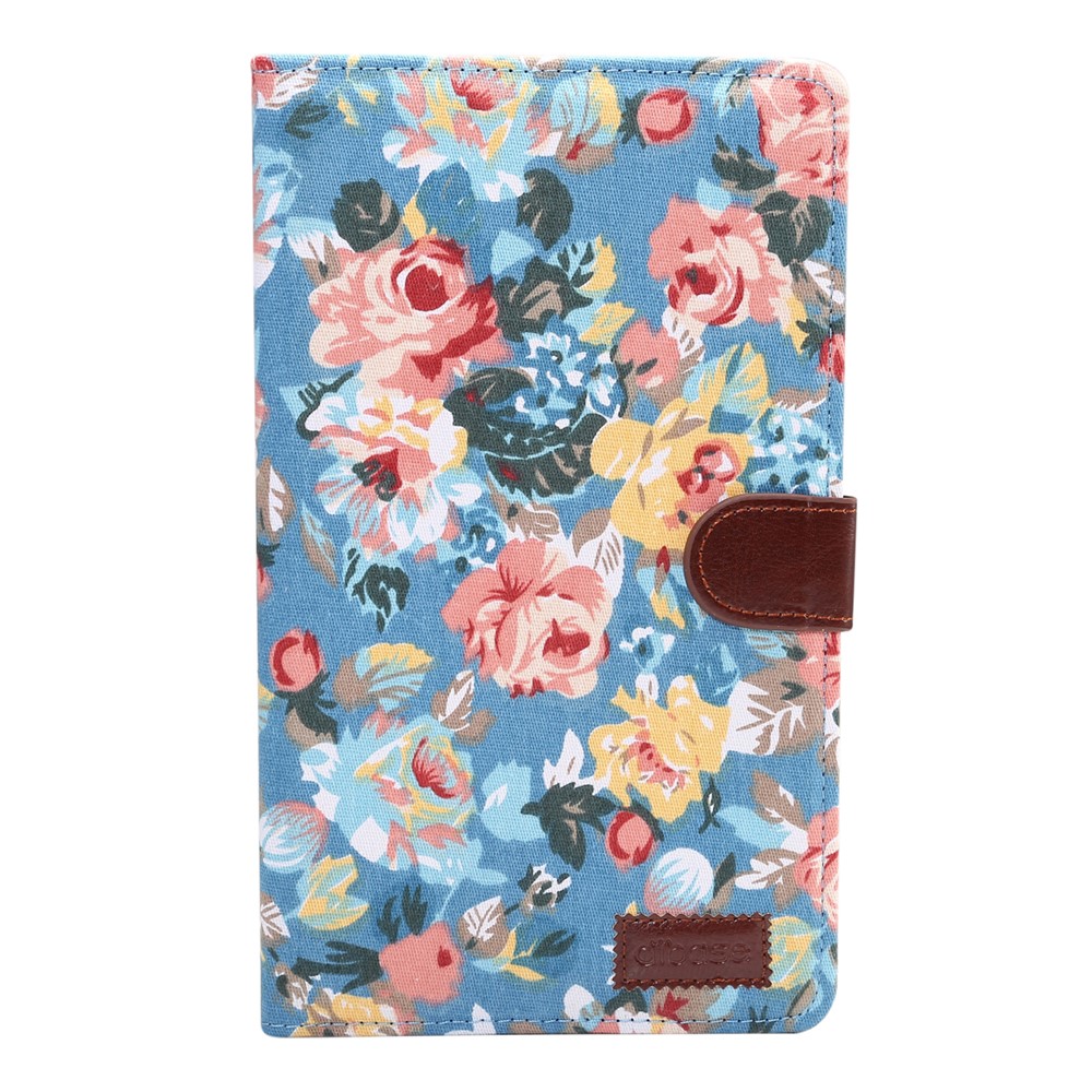 Magnetic PU Leather Flower Cloth Skin Wallet Soft Rubber Folio Stand Cover for Samsung Galaxy Tab A7 Lite 8.7-inch SM-T220 (Wi-Fi) - Blue-2