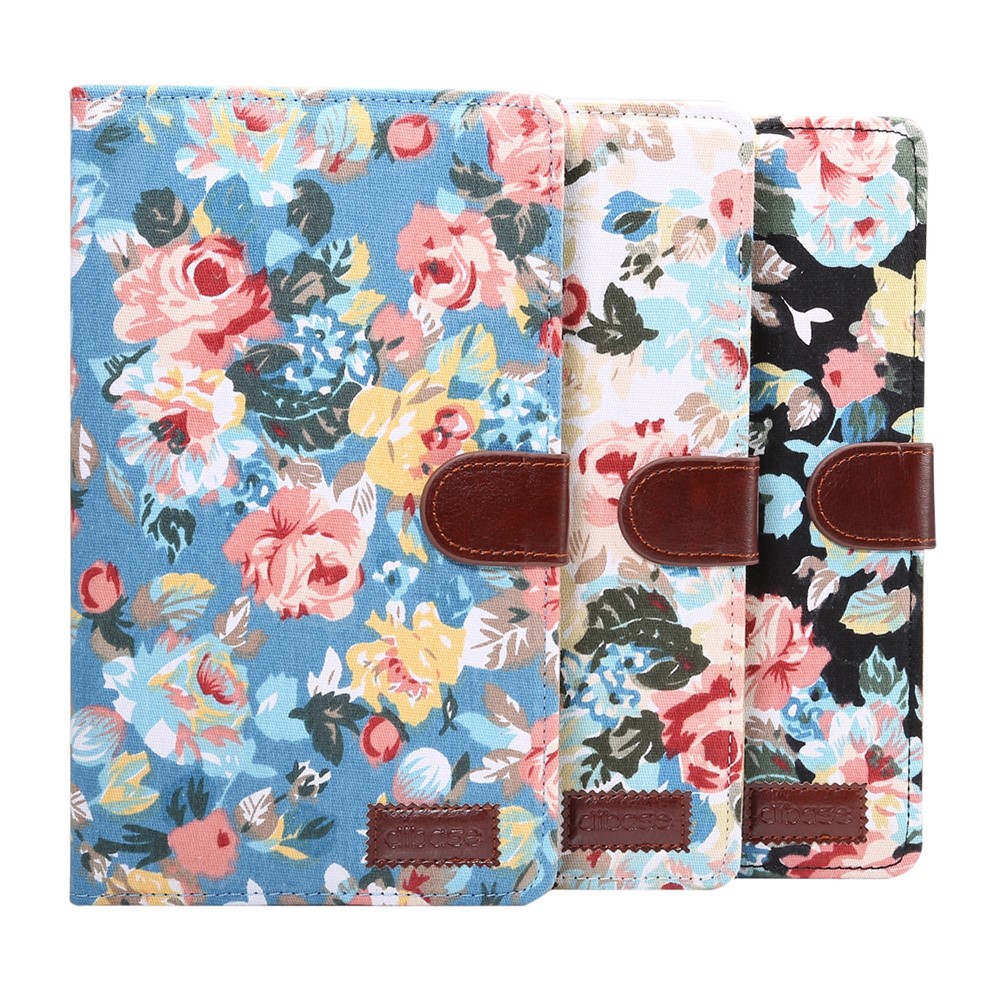 Magnetic PU Leather Flower Cloth Skin Wallet Soft Rubber Folio Stand Cover for Samsung Galaxy Tab A7 Lite 8.7-inch SM-T220 (Wi-Fi) - Blue-9