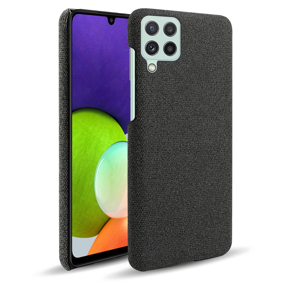 KSQ Cloth Coated Hard Plastic Phone Case Cover for Samsung Galaxy A22 4G (EU Version) - Black-1