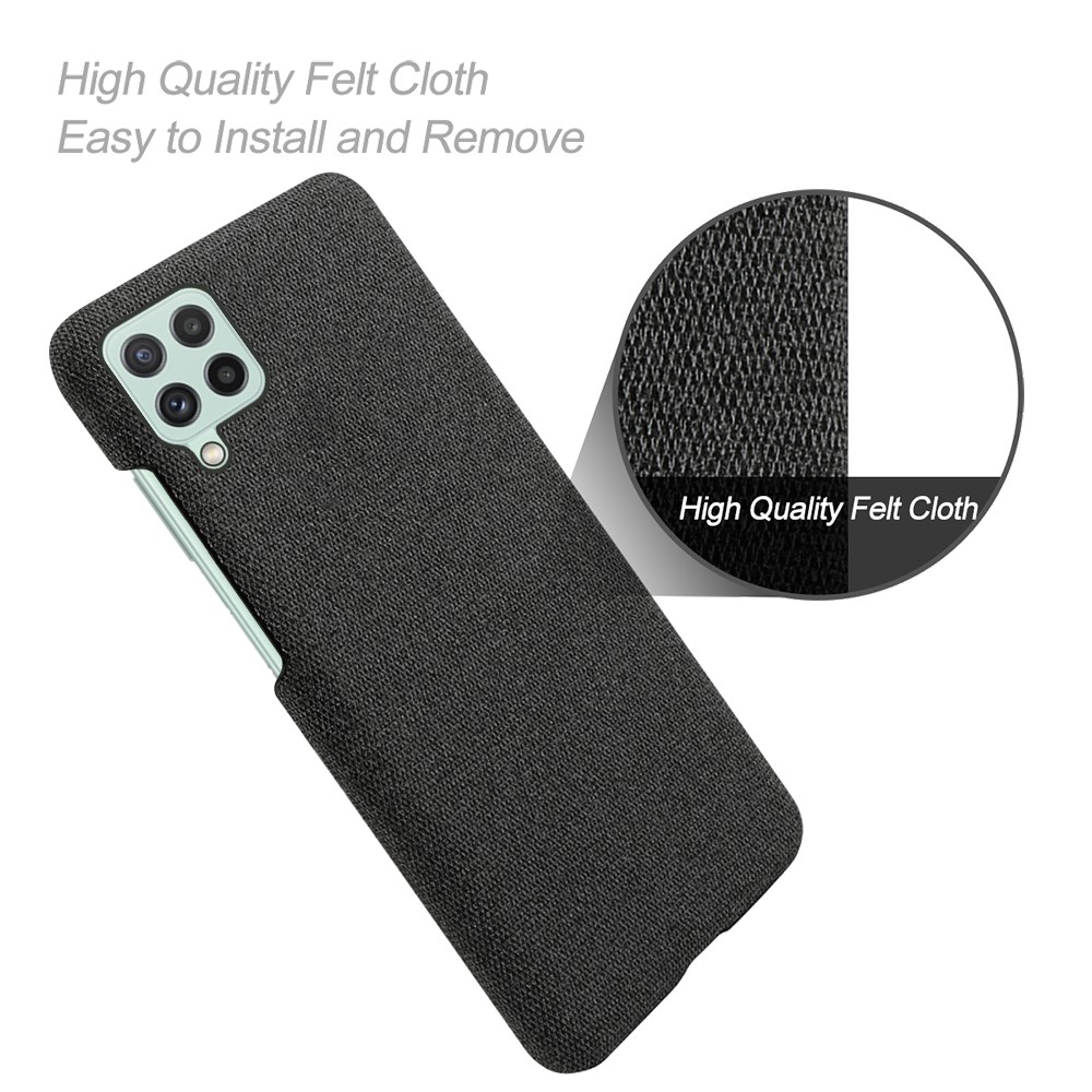 KSQ Cloth Coated Hard Plastic Phone Case Cover for Samsung Galaxy A22 4G (EU Version) - Black-4