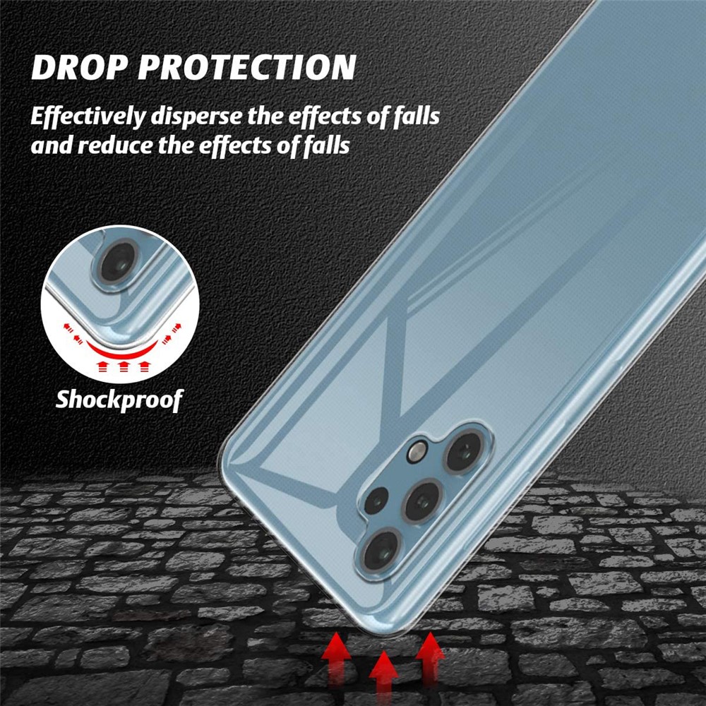 Anti-Fingerprint Flexible Skin Lightweight TPU Protective Case with Tempered Glass Screen Protector for Samsung Galaxy A32 4G (EU Version)-5