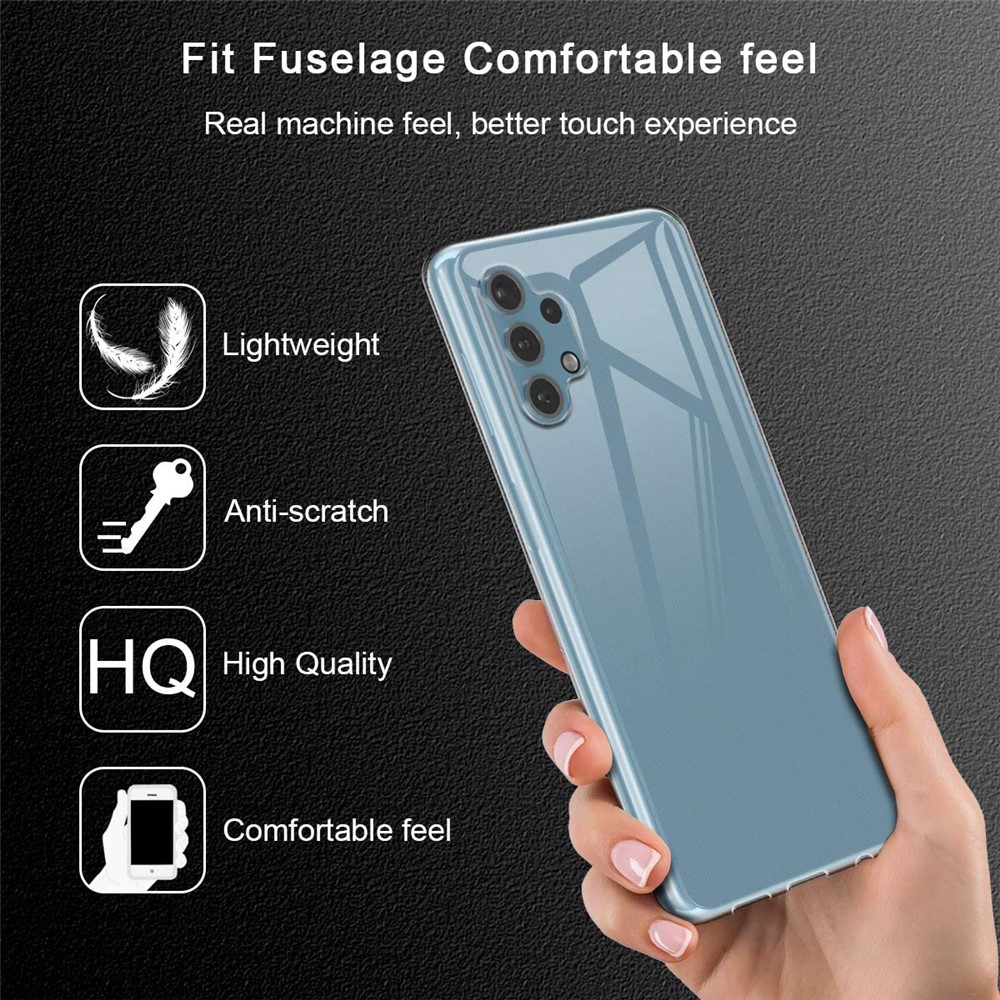 Anti-Fingerprint Flexible Skin Lightweight TPU Protective Case with Tempered Glass Screen Protector for Samsung Galaxy A32 4G (EU Version)-6