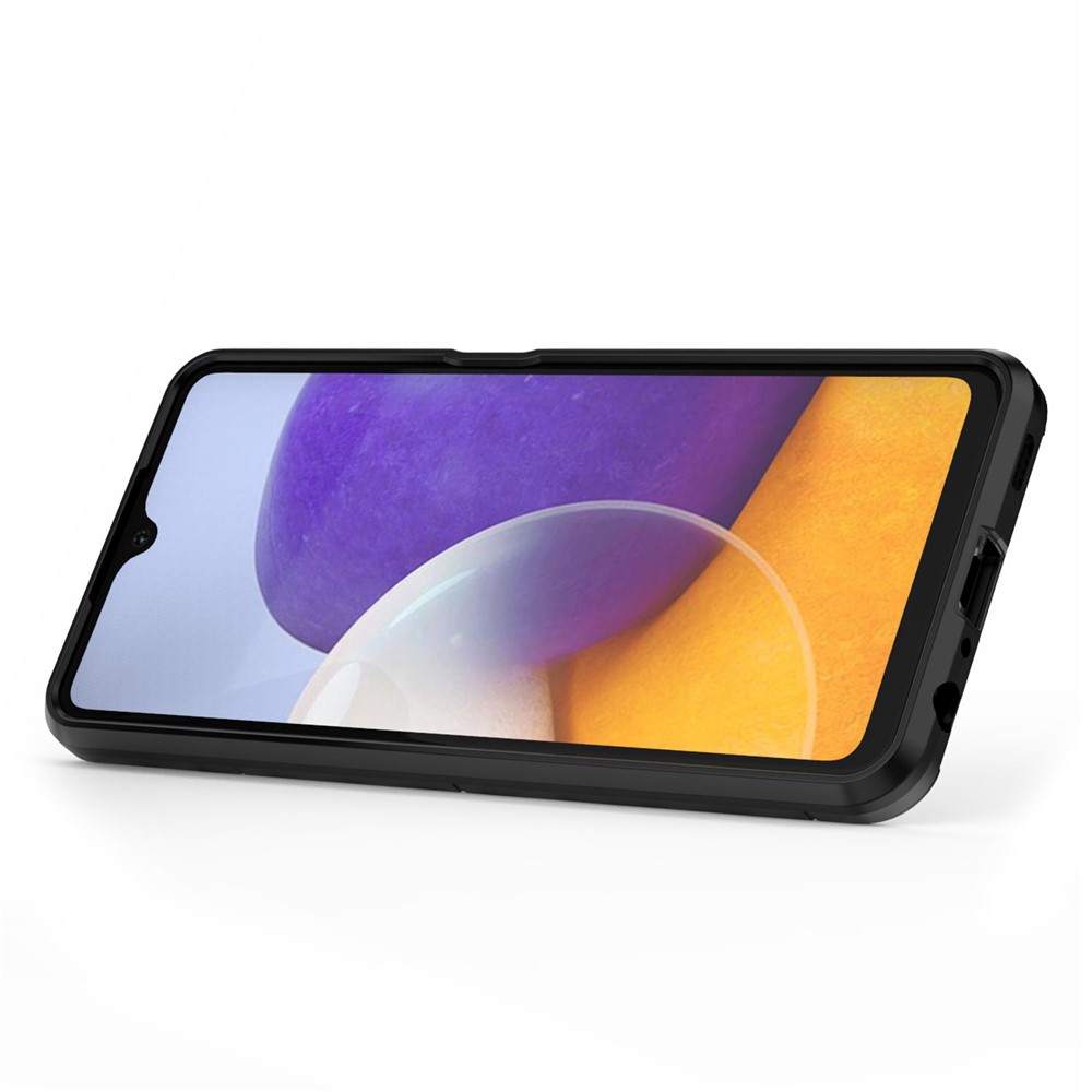 PC TPU Hybrid Phone Case Cover with Ring Holder Kickstand for Samsung Galaxy A22 4G (EU Version) - Black-3