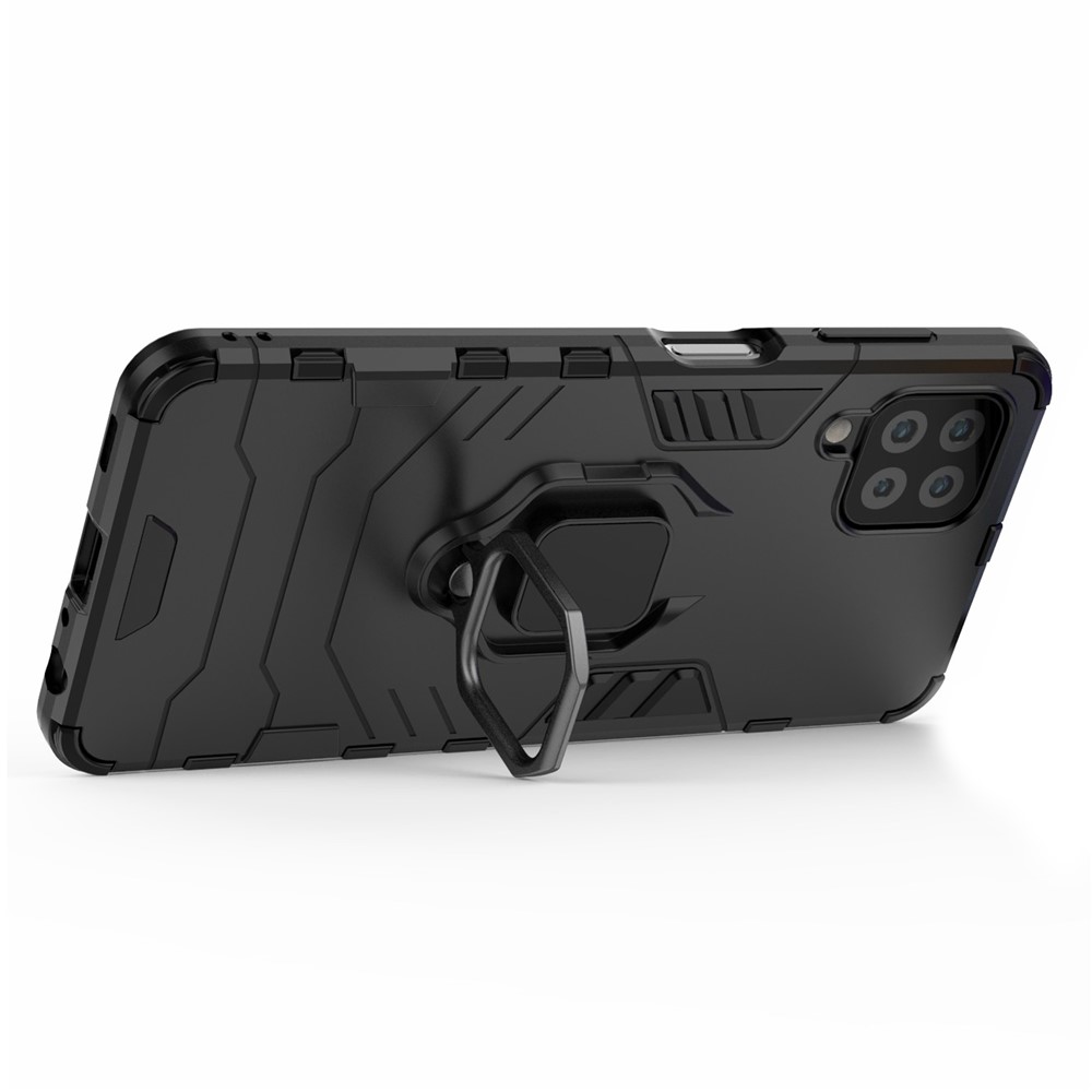 PC TPU Hybrid Phone Case Cover with Ring Holder Kickstand for Samsung Galaxy A22 4G (EU Version) - Black-4