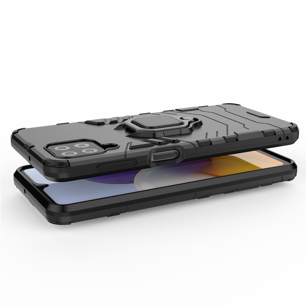 PC TPU Hybrid Phone Case Cover with Ring Holder Kickstand for Samsung Galaxy A22 4G (EU Version) - Black-5