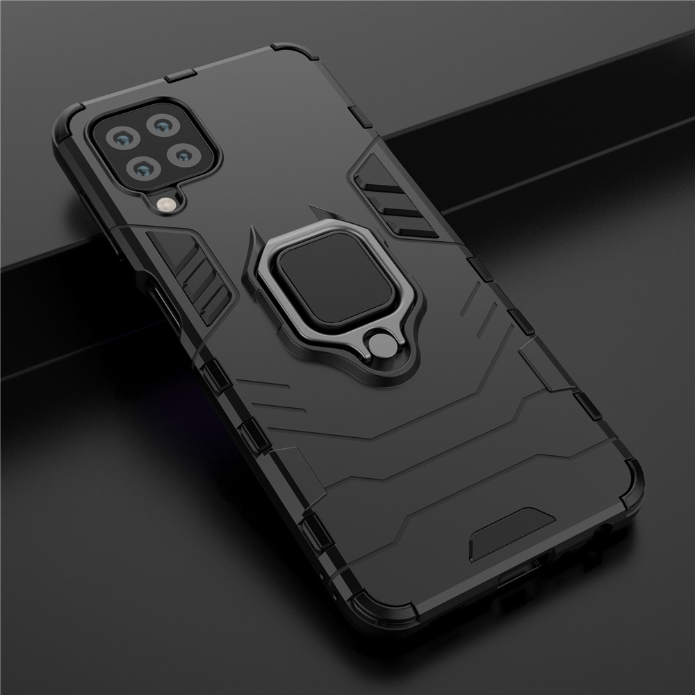 PC TPU Hybrid Phone Case Cover with Ring Holder Kickstand for Samsung Galaxy A22 4G (EU Version) - Black-9