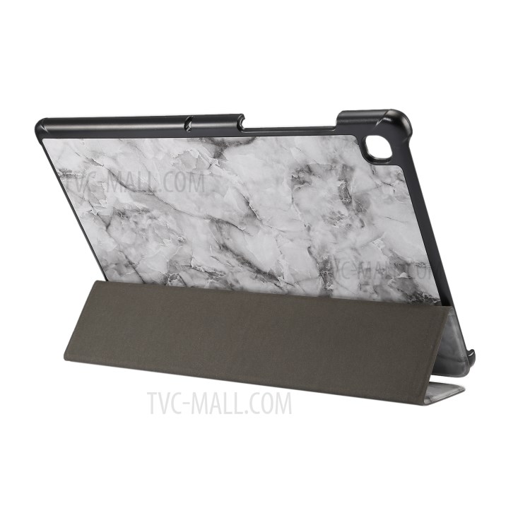 Marble Pattern Series PU Leather Tri-fold Lightweight Stand Case with Auto Sleep/Wake for Samsung Galaxy Tab A7 Lite 8.7-inch SM-T220 (Wi-Fi) / SM-T225 - Black Grey-4