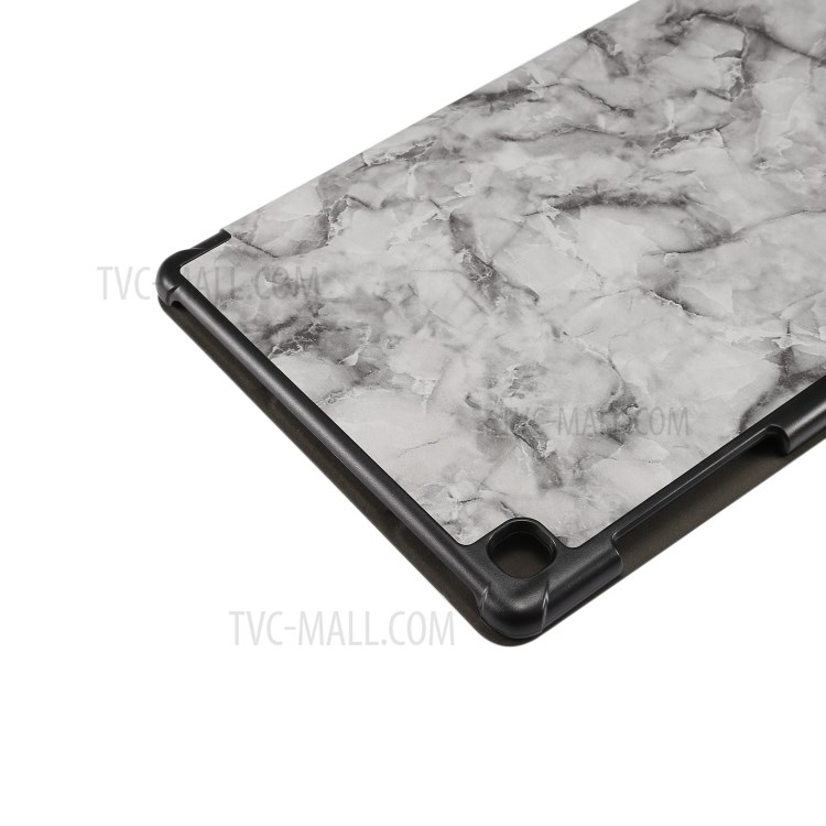 Marble Pattern Series PU Leather Tri-fold Lightweight Stand Case with Auto Sleep/Wake for Samsung Galaxy Tab A7 Lite 8.7-inch SM-T220 (Wi-Fi) / SM-T225 - Black Grey-8
