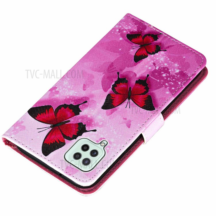 Cross Texture Pattern Printing Wallet with Stand Design Leather Flip Cover for Samsung Galaxy A22 4G (EU Version) - Pink Butterflly-4