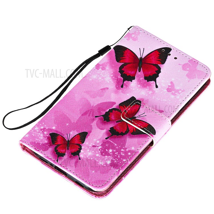 Cross Texture Pattern Printing Wallet with Stand Design Leather Flip Cover for Samsung Galaxy A22 4G (EU Version) - Pink Butterflly-5