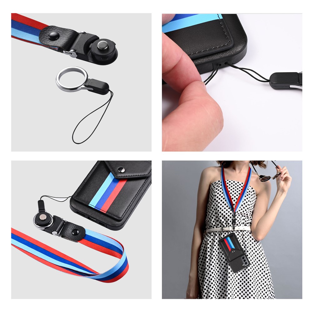 Tri-color Card Slots TPU + PU Leather Hybrid Phone Case Cover for Samsung Galaxy S21 Ultra 5G - Black-9